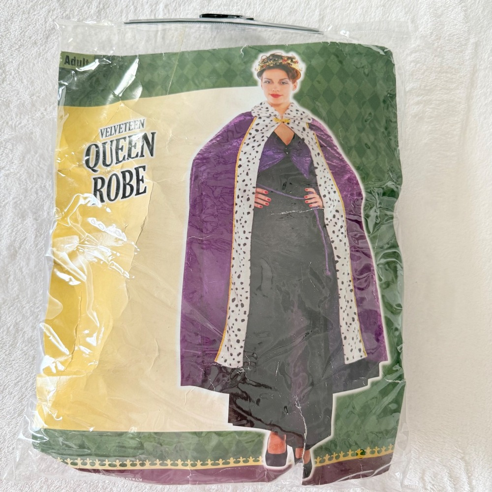 Costumes USA Velveteen Queen Robe Adult One Size Purple Faux Fur Trim Regal Cape